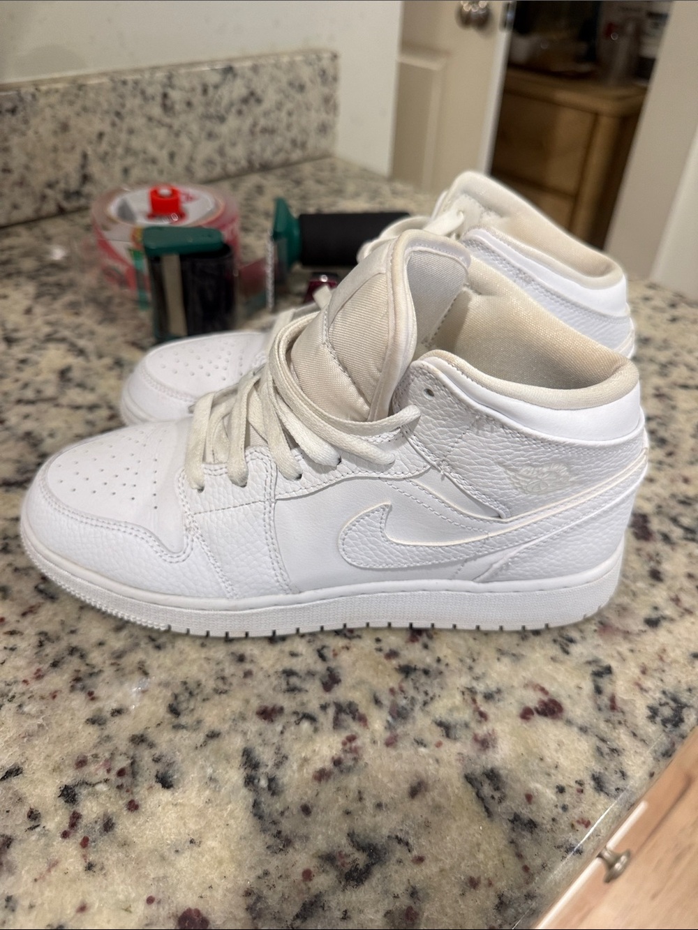 Nike White Mid-Top Leather Sneakers
